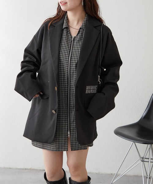 NUNIFE(ユニフィー)の「【UNISEX】刺繍入りテーラード(テーラードジャケット・レディース・ブラック/ライトブラウン/チャコールグレー・FREE)」の5枚目の写真