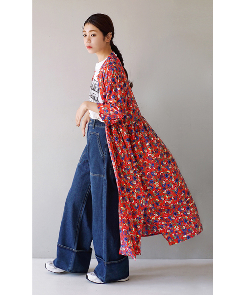 e-zakkamania stores（イーザッカマニアストアーズ）の「ステッチデニム ワイドパンツ（デニムパンツ・レディース・グレー/ブルー/ネイビー・L/M）」の7枚目の写真
