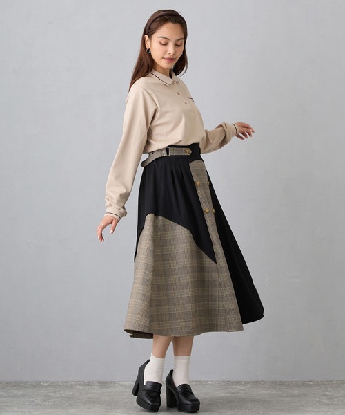 NICOLE CLUB（ニコル　クラブ）の「ライン配色ワンポイント刺繍ポロシャツ／長袖（ポロシャツ・レディース・ブラック/ベージュ/グレー・FREE）」の15枚目の写真
