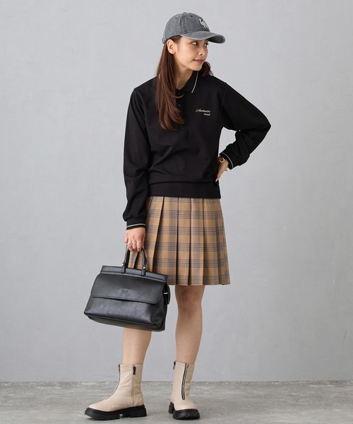 NICOLE CLUB（ニコル　クラブ）の「ライン配色ワンポイント刺繍ポロシャツ／長袖（ポロシャツ・レディース・ブラック/ベージュ/グレー・FREE）」の19枚目の写真