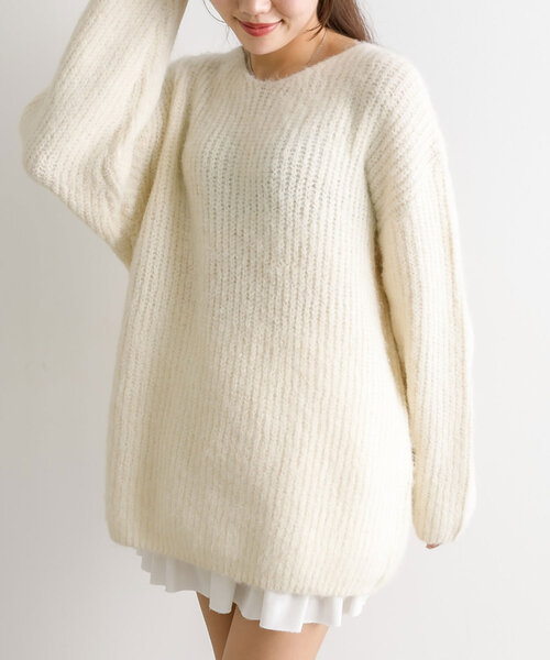 OLIVE des OLIVE（オリーブデオリーブ）の「後ろリボンチュニックプルオーバー（ワンピース・レディース・チャコールグレー/アイボリー/ブラウン/ピンク・FREE）」の11枚目の写真