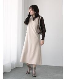 Te chichi TERRASSE | Vネックジャンパースカート(ワンピース)