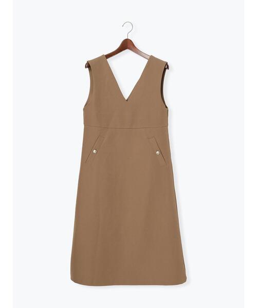Te chichi TERRASSE（テチチテラス）の「Vネックジャンパースカート（ワンピース・レディース・ベージュ/モカ/ブラック・F）」の11枚目の写真