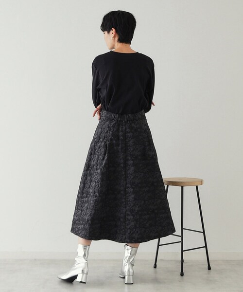 セール】ジャカードフレアスカート【洗濯機洗い可】（スカート