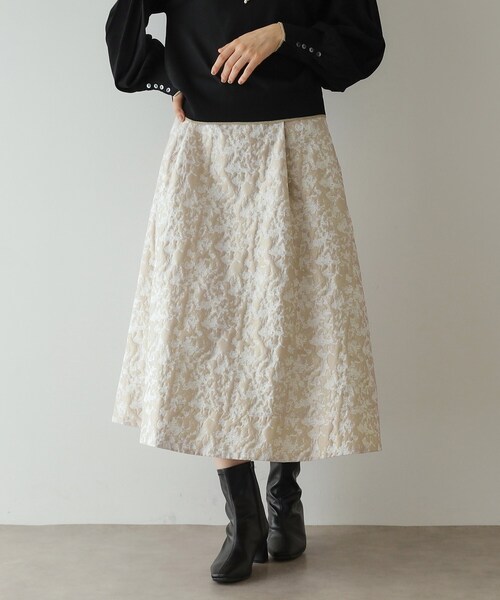 OPAQUE.CLIP（オペークドットクリップ）の「◆ジャカードフレアスカート【洗濯機洗い可】（スカート・レディース・ブラック系/ベージュ系その他3・38/40/42）」の7枚目の写真