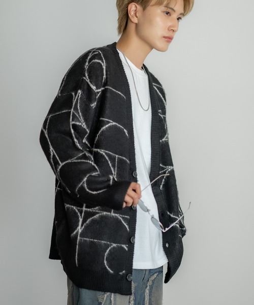 improves（インプローブス）の「無地＆総柄 モヘアタッチ ニット カーディガン（カーディガン/ボレロ・メンズ・グレー/グレー系/ベージュ系1/ホワイト系3/ブラック系4/ブラック/ワイン/ホワイト系2/グレー系3/ブラック系5/ブラック系6/ベージュ/マスタード/カーキ系/ベージュ系5/ブラック系1/ベージュ系2/ブラウン系4/レッド系6・MEDIUM/LARGE）」の7枚目の写真