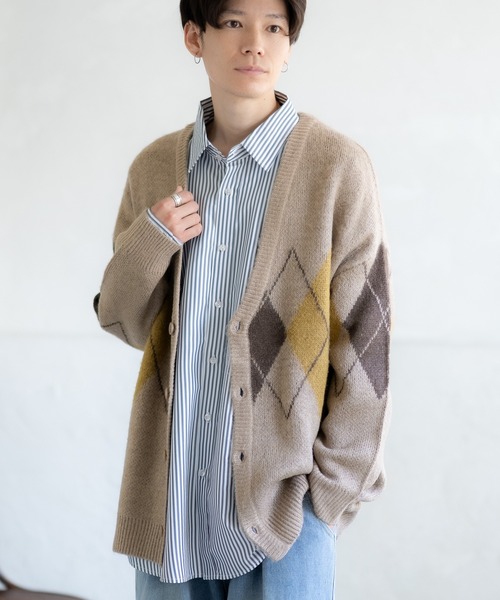 improves（インプローブス）の「無地＆総柄 モヘアタッチ ニット カーディガン（カーディガン/ボレロ・メンズ・グレー/グレー系/ベージュ系1/ホワイト系3/ブラック系4/ブラック/ワイン/ホワイト系2/グレー系3/ブラック系5/ブラック系6/ベージュ/マスタード/カーキ系/ベージュ系5/ブラック系1/ベージュ系2/ブラウン系4/レッド系6・MEDIUM/LARGE）」の14枚目の写真