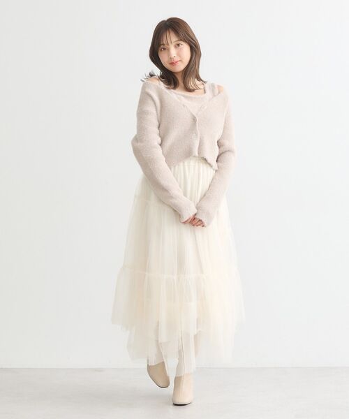 earth music&ecology（アースミュージックアンドエコロジー）の「イレギュラーヘム段々チュールスカート（スカート・レディース・ライトベージュ/ブラック/アイボリー/グリーン系その他2・FREE）」の13枚目の写真