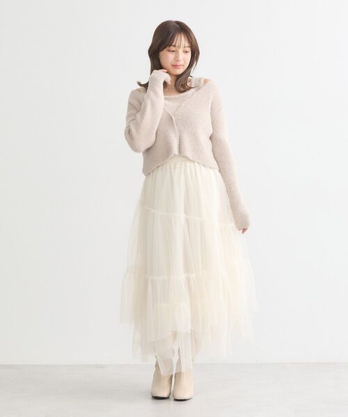 earth music&ecology（アースミュージックアンドエコロジー）の「イレギュラーヘム段々チュールスカート（スカート・レディース・ライトベージュ/ブラック/アイボリー/グリーン系その他2・FREE）」の14枚目の写真