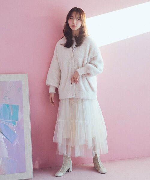 earth music&ecology（アースミュージックアンドエコロジー）の「イレギュラーヘム段々チュールスカート（スカート・レディース・ライトベージュ/ブラック/アイボリー/グリーン系その他2・FREE）」の18枚目の写真