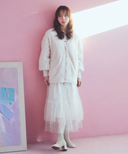 earth music&ecology（アースミュージックアンドエコロジー）の「イレギュラーヘム段々チュールスカート（スカート・レディース・ライトベージュ/ブラック/アイボリー/グリーン系その他2・FREE）」の19枚目の写真