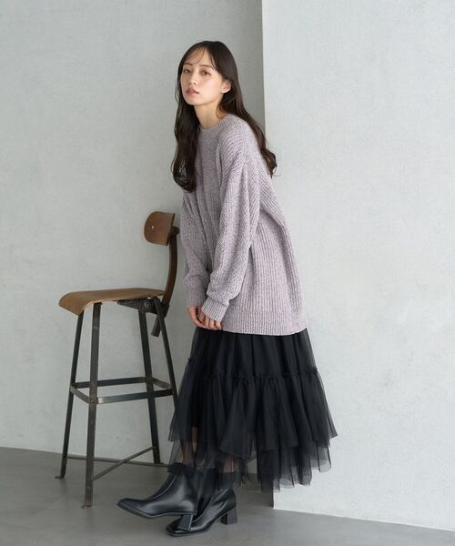 earth music&ecology（アースミュージックアンドエコロジー）の「イレギュラーヘム段々チュールスカート（スカート・レディース・ライトベージュ/ブラック/アイボリー/グリーン系その他2・FREE）」の22枚目の写真