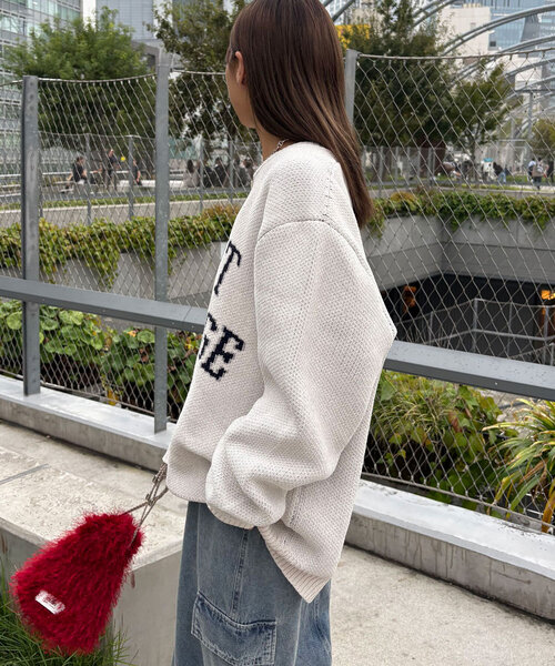 CIAOPANIC（チャオパニック）の「モールカレッジロゴニット（ニット/セーター・レディース・アイボリー/グレー/レッド・FREE）」の9枚目の写真