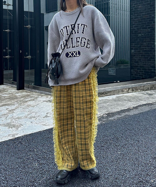 CIAOPANIC（チャオパニック）の「モールカレッジロゴニット（ニット/セーター・レディース・アイボリー/グレー/レッド・FREE）」の16枚目の写真