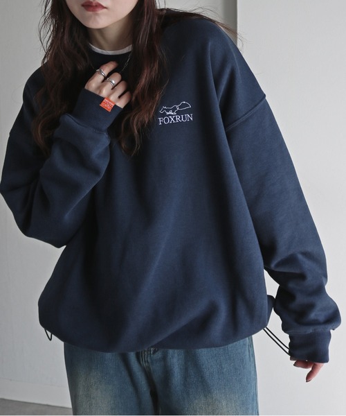 COURO（コウロ）の「【FOXRUN/フォックスラン】 別注 線画キツネ刺繍ドロストルーズシルエットスウェット（スウェット・レディース・ブラック/ホワイト/ネイビー/オートミール/チャコールグレー/グレー・L/M）」の6枚目の写真