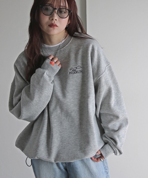 FOXRUN/フォックスラン】 別注 線画キツネ刺繍ドロストルーズ