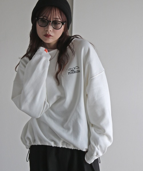セール】【FOXRUN/フォックスラン】 別注 線画キツネ刺繍ドロスト