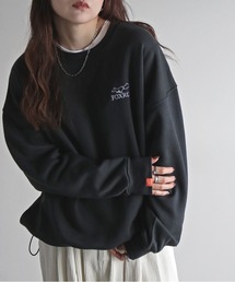 【FOXRUN/フォックスラン】 別注 線画キツネ刺繍ドロストルーズシルエットスウェット