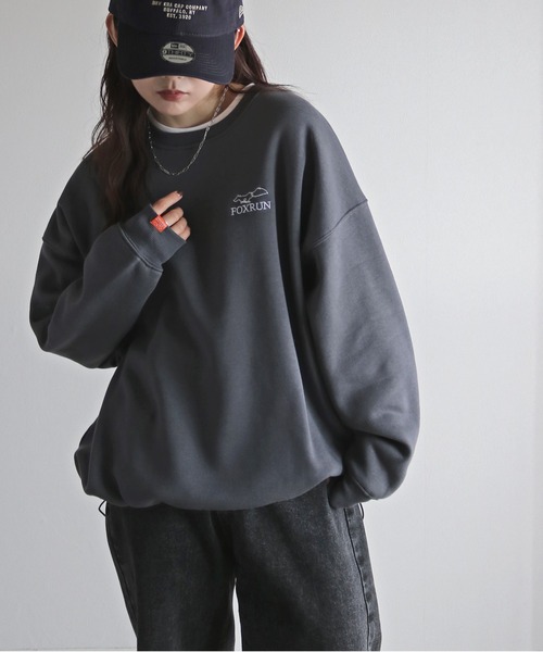COURO（コウロ）の「【FOXRUN/フォックスラン】 別注 線画キツネ刺繍ドロストルーズシルエットスウェット（スウェット・レディース・ブラック/ホワイト/ネイビー/オートミール/チャコールグレー/グレー・L/M）」の13枚目の写真
