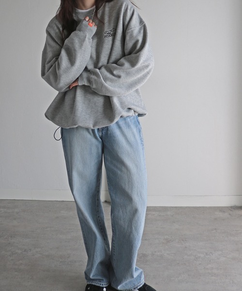 COURO（コウロ）の「【FOXRUN/フォックスラン】 別注 線画キツネ刺繍ドロストルーズシルエットスウェット（スウェット・レディース・ブラック/ホワイト/ネイビー/オートミール/チャコールグレー/グレー・L/M）」の16枚目の写真