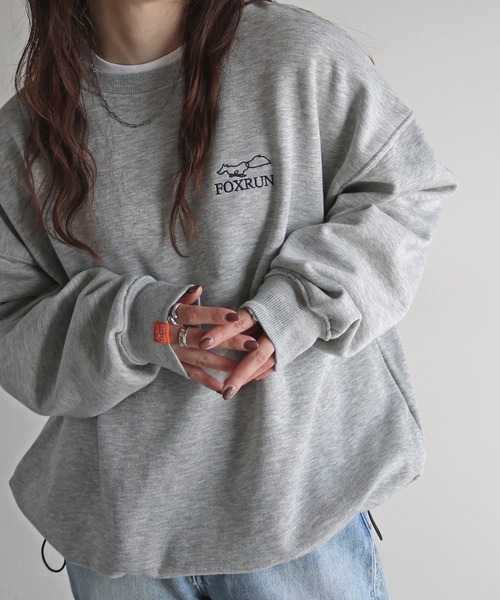 COURO（コウロ）の「【FOXRUN/フォックスラン】 別注 線画キツネ刺繍ドロストルーズシルエットスウェット（スウェット・レディース・ブラック/ホワイト/ネイビー/オートミール/チャコールグレー/グレー・L/M）」の17枚目の写真