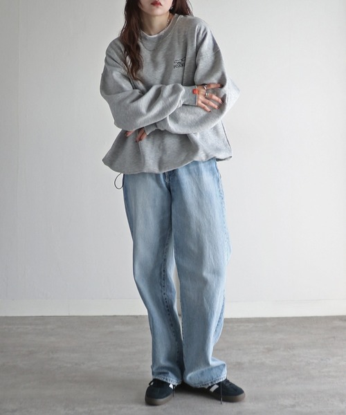 COURO（コウロ）の「【FOXRUN/フォックスラン】 別注 線画キツネ刺繍ドロストルーズシルエットスウェット（スウェット・レディース・ブラック/ホワイト/ネイビー/オートミール/チャコールグレー/グレー・L/M）」の18枚目の写真