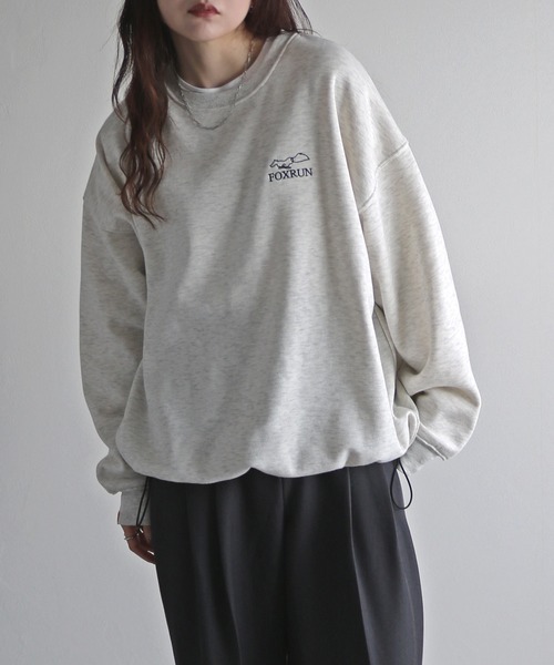COURO（コウロ）の「【FOXRUN/フォックスラン】 別注 線画キツネ刺繍ドロストルーズシルエットスウェット（スウェット・レディース・ブラック/ホワイト/ネイビー/オートミール/チャコールグレー/グレー・L/M）」の19枚目の写真