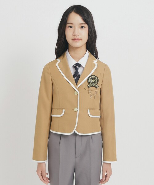 PINK-latte（ピンクラテ）の「【オケージョン・フォーマル】パイピング ジャケット（テーラードジャケット・キッズ・ベージュ/グレー/ネイビー・02/16/15 ）」の4枚目の写真