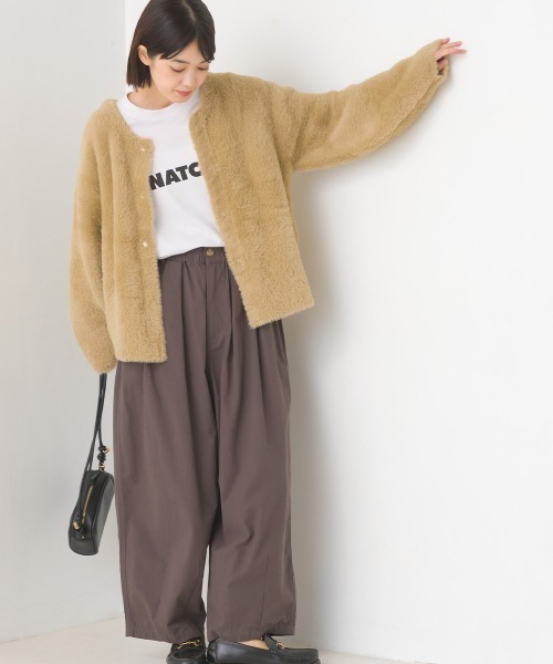 OMNES(オムネス)の「フェザーヤーンダブルフェイスニットカーディガン(カーディガン/ボレロ・レディース・チャコールグレー/ベージュ・FREE)」の11枚目の写真