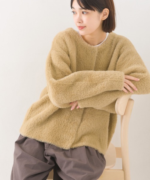 OMNES(オムネス)の「フェザーヤーンダブルフェイスニットカーディガン(カーディガン/ボレロ・レディース・チャコールグレー/ベージュ・FREE)」の12枚目の写真