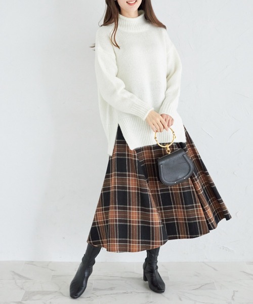 tocco closet(トッコ クローゼット)の「ハイネックドロップショルダーニットプルオーバー(ニット/セーター・レディース・ピンク/オフホワイト・M)」の3枚目の写真