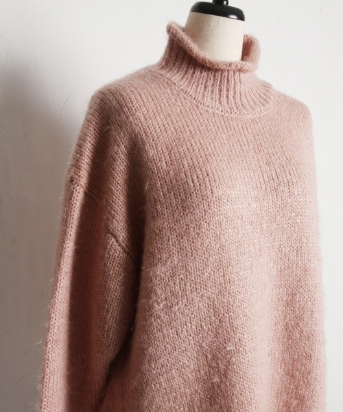 tocco closet(トッコ クローゼット)の「ハイネックドロップショルダーニットプルオーバー(ニット/セーター・レディース・ピンク/オフホワイト・M)」の19枚目の写真
