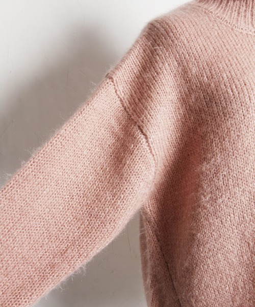 tocco closet(トッコ クローゼット)の「ハイネックドロップショルダーニットプルオーバー(ニット/セーター・レディース・ピンク/オフホワイト・M)」の21枚目の写真
