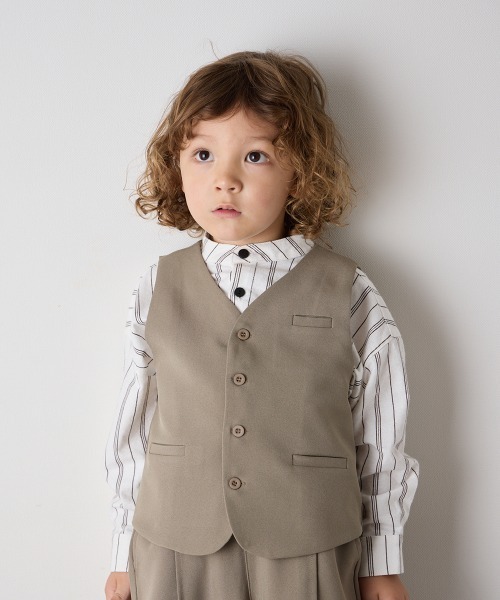 riziere(リジェール)の「フォーマルベスト(裏地ストライプ)(スーツベスト・キッズ・ライトブラウン/カーキ系/ブラック/ネイビー/ブラウン/グレー・90/100/110/120/130/140/150/160)」の22枚目の写真