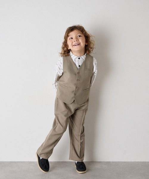 riziere(リジェール)の「フォーマルベスト(裏地ストライプ)(スーツベスト・キッズ・ライトブラウン/カーキ系/ブラック/ネイビー/ブラウン/グレー・90/100/110/120/130/140/150/160)」の21枚目の写真