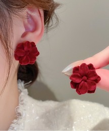 ベルベットフラワーピアス