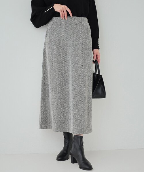 DRESKIP（ドレスキップ）の「◆【S-LL】クラシカルな装いに ヘリンボーン柄ナロースカート（スカート・レディース・ブラック系/チャコール/ベージュ系・01/02/03/04）」の3枚目の写真