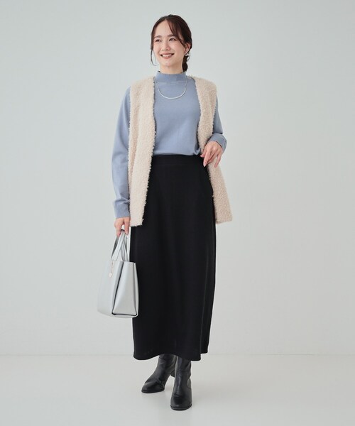 DRESKIP（ドレスキップ）の「◆【S-LL】クラシカルな装いに ヘリンボーン柄ナロースカート（スカート・レディース・ブラック系/チャコール/ベージュ系・01/02/03/04）」の10枚目の写真