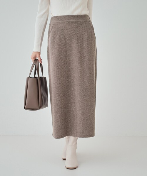 DRESKIP（ドレスキップ）の「◆【S-LL】クラシカルな装いに ヘリンボーン柄ナロースカート（スカート・レディース・ブラック系/チャコール/ベージュ系・01/02/03/04）」の12枚目の写真