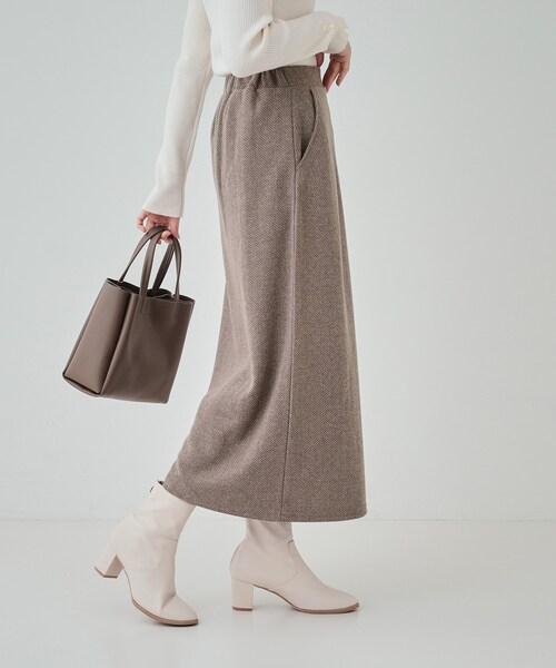 DRESKIP（ドレスキップ）の「◆【S-LL】クラシカルな装いに ヘリンボーン柄ナロースカート（スカート・レディース・ブラック系/チャコール/ベージュ系・01/02/03/04）」の13枚目の写真