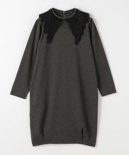 green label relaxing（グリーンレーベルリラクシング）の「スクエア レースエリ ワンピース / キッズ  100cm-130cm（ワンピース・キッズ・ブラック/ダークグレー・100cm/110cm/120cm/130cm）」の2枚目の写真