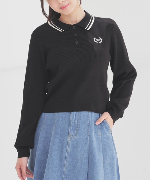 Honeys(ハニーズ)の「衿付ニットトップス(ポロシャツ・レディース・アイボリー/ブラック/杢グレー/ピンク・L/M/S)」の3枚目の写真