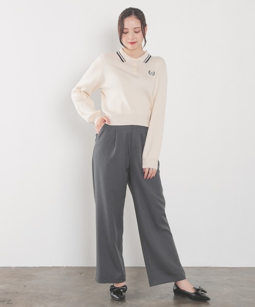 Honeys(ハニーズ)の「衿付ニットトップス(ポロシャツ・レディース・アイボリー/ブラック/杢グレー/ピンク・L/M/S)」の5枚目の写真