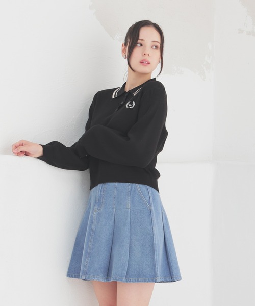 Honeys(ハニーズ)の「衿付ニットトップス(ポロシャツ・レディース・アイボリー/ブラック/杢グレー/ピンク・L/M/S)」の9枚目の写真