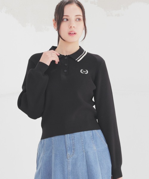 Honeys(ハニーズ)の「衿付ニットトップス(ポロシャツ・レディース・アイボリー/ブラック/杢グレー/ピンク・L/M/S)」の10枚目の写真