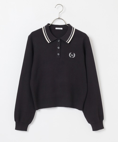 Honeys(ハニーズ)の「衿付ニットトップス(ポロシャツ・レディース・アイボリー/ブラック/杢グレー/ピンク・L/M/S)」の19枚目の写真