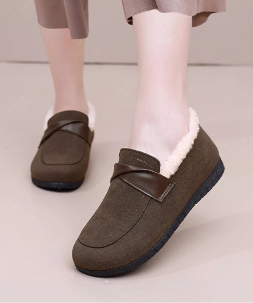 Miniministore(ミニミニストア)の「ファーモカシンシューズ レディース裏起毛(モカシン/デッキシューズ・レディース・ベージュ/ブラウン/ブラック・22.5cm/23.0cm/23.5cm/24.0cm/24.5cm)」の3枚目の写真