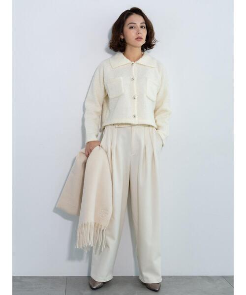 Te chichi(テチチ)の「衿付ニットジャケット(カーディガン/ボレロ・レディース・オフホワイト/ネイビー・F)」の3枚目の写真