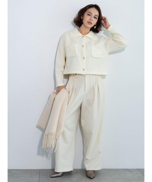 Te chichi(テチチ)の「衿付ニットジャケット(カーディガン/ボレロ・レディース・オフホワイト/ネイビー・F)」の5枚目の写真