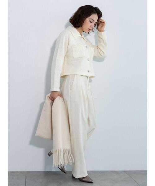 Te chichi(テチチ)の「衿付ニットジャケット(カーディガン/ボレロ・レディース・オフホワイト/ネイビー・F)」の6枚目の写真